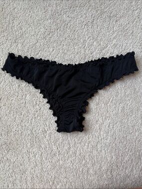 Black Ruffled Cheeky Bikini Bottom